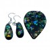 Iridescent earrings and medallion set
